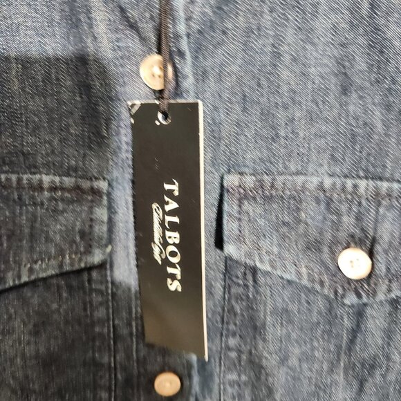Talbots Denim Shirt Womens Medium Blue Long Sleeve Button Down Western Classic - Picture 3 of 14